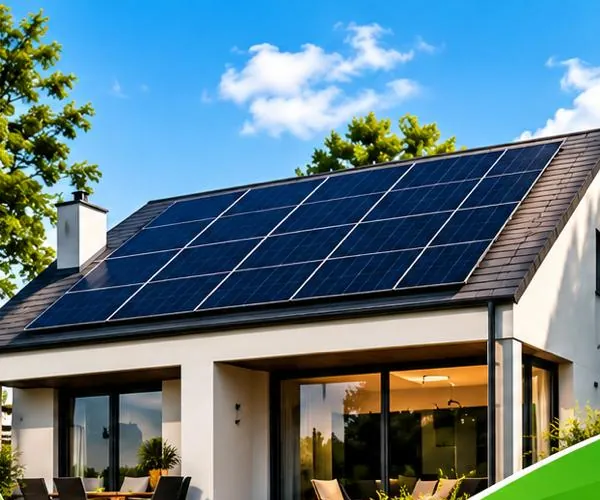 Maison équipée de panneaux solaires photovoltaïques installés par FGS