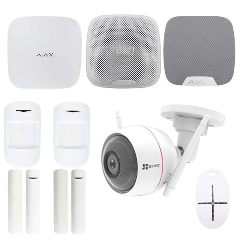 Starter pack alarme : centrale, sirènes, détecteurs, télécommande et caméra